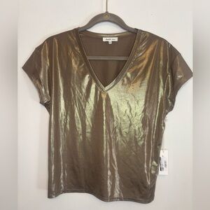 Another love NWT gold metallic short sleeve top Size small